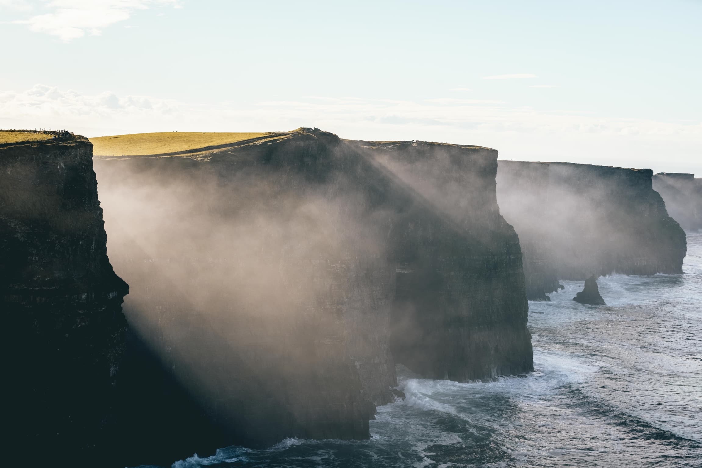 Sea cliffs in morning mist